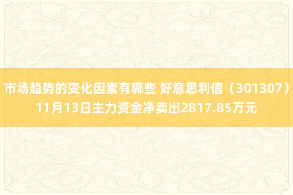 市场趋势的变化因素有哪些 好意思利信（301307）11月13日主力资金净卖出2817.85万元