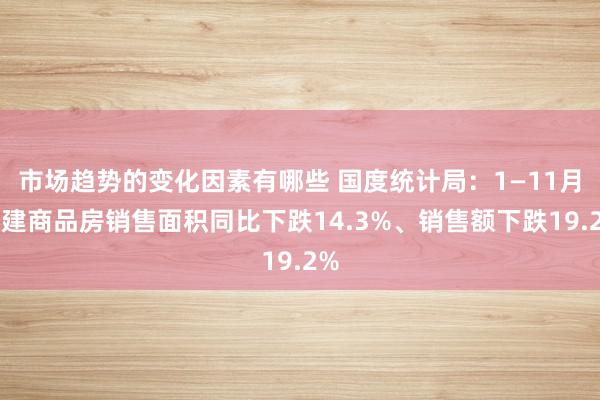 市场趋势的变化因素有哪些 国度统计局：1—11月新建商品房销售面积同比下跌14.3%、销售额下跌19.2%