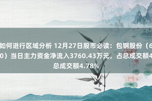 如何进行区域分析 12月27日股市必读：包钢股份（600010）当日主力资金净流入3760.43万元，占总成交额4.78%