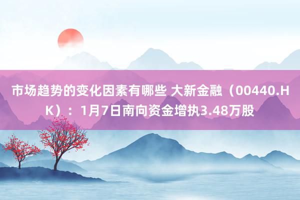 市场趋势的变化因素有哪些 大新金融（00440.HK）：1月7日南向资金增执3.48万股