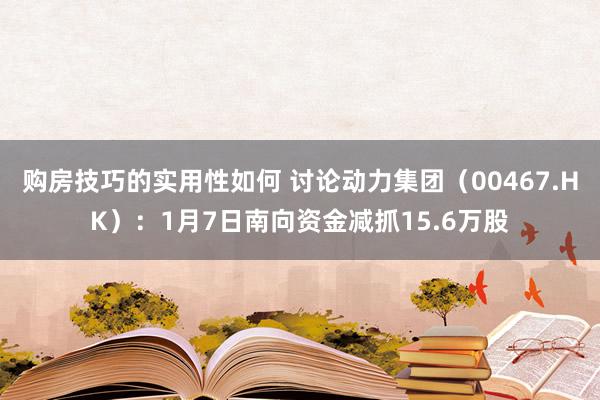 购房技巧的实用性如何 讨论动力集团（00467.HK）：1月7日南向资金减抓15.6万股