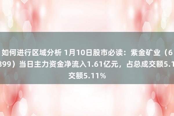 如何进行区域分析 1月10日股市必读：紫金矿业（601899）当日主力资金净流入1.61亿元，占总成交额5.11%