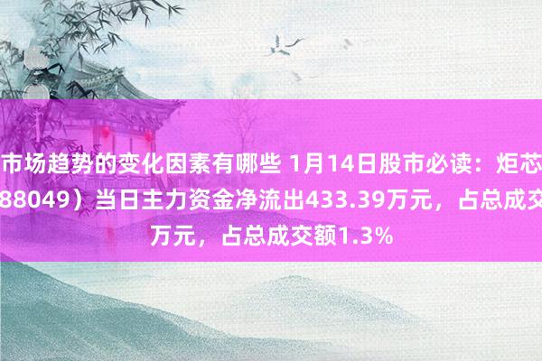 市场趋势的变化因素有哪些 1月14日股市必读：炬芯科技（688049）当日主力资金净流出433.39万元，占总成交额1.3%