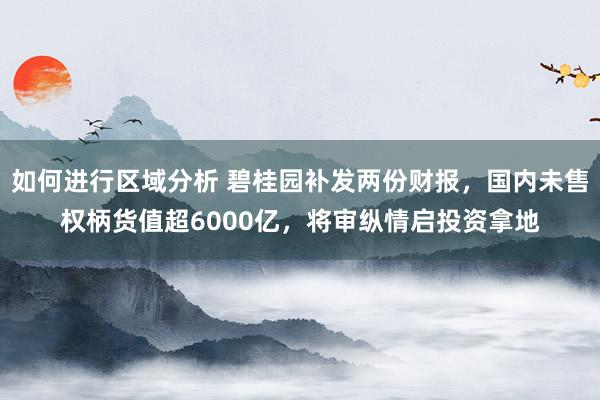 如何进行区域分析 碧桂园补发两份财报，国内未售权柄货值超6000亿，将审纵情启投资拿地