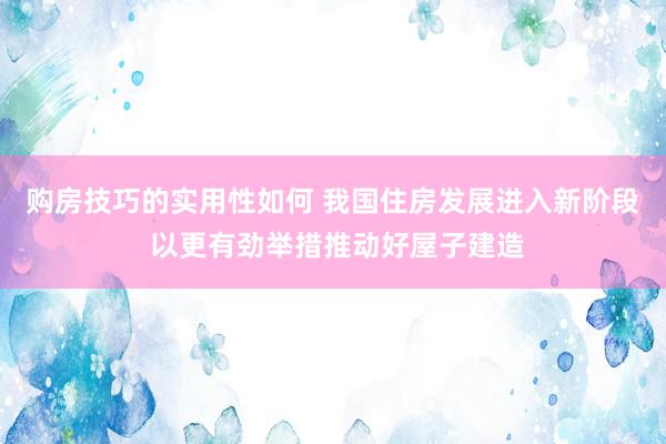 购房技巧的实用性如何 我国住房发展进入新阶段 以更有劲举措推动好屋子建造