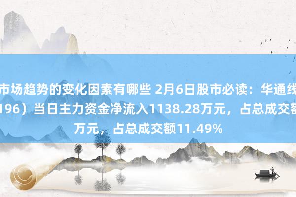 市场趋势的变化因素有哪些 2月6日股市必读：华通线缆（605196）当日主力资金净流入1138.28万元，占总成交额11.49%