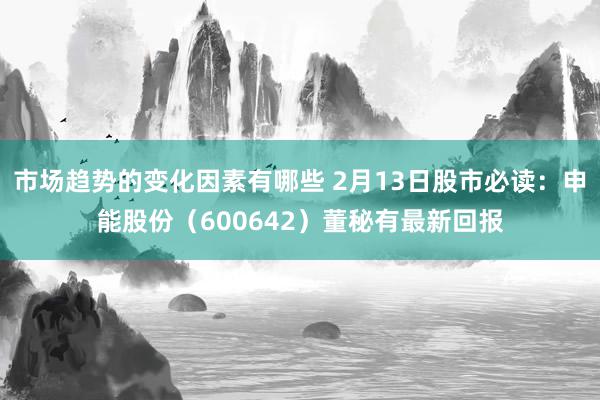 市场趋势的变化因素有哪些 2月13日股市必读：申能股份（600642）董秘有最新回报