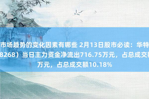 市场趋势的变化因素有哪些 2月13日股市必读：华特气体（688268）当日主力资金净流出716.75万元，占总成交额10.18%