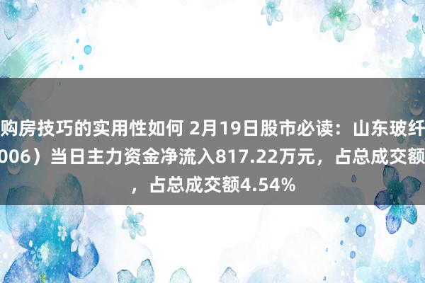 购房技巧的实用性如何 2月19日股市必读：山东玻纤（605006）当日主力资金净流入817.22万元，占总成交额4.54%