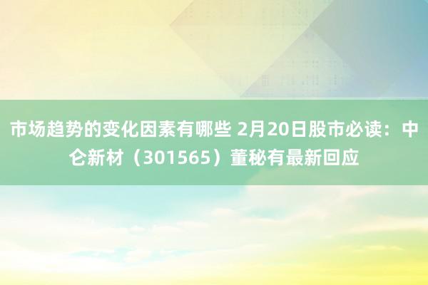 市场趋势的变化因素有哪些 2月20日股市必读：中仑新材（301565）董秘有最新回应