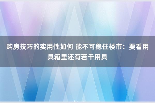 购房技巧的实用性如何 能不可稳住楼市：要看用具箱里还有若干用具