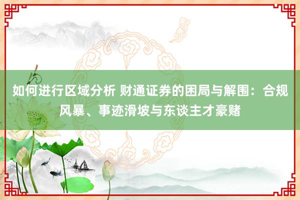 如何进行区域分析 财通证券的困局与解围：合规风暴、事迹滑坡与东谈主才豪赌