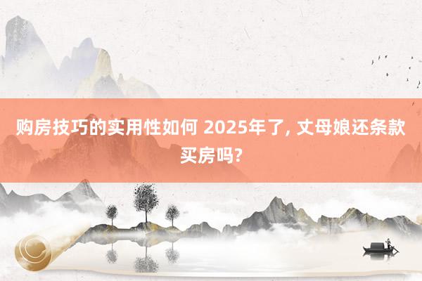 购房技巧的实用性如何 2025年了, 丈母娘还条款买房吗?