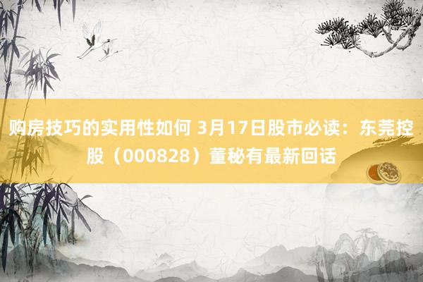 购房技巧的实用性如何 3月17日股市必读：东莞控股（000828）董秘有最新回话