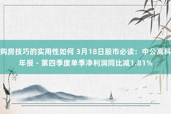 购房技巧的实用性如何 3月18日股市必读：中公高科年报 - 第四季度单季净利润同比减1.81%